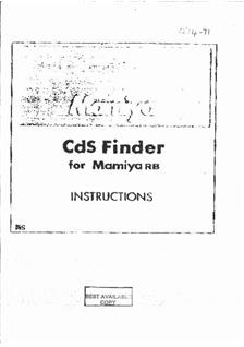 Mamiya RB 67 - System manual. Camera Instructions.